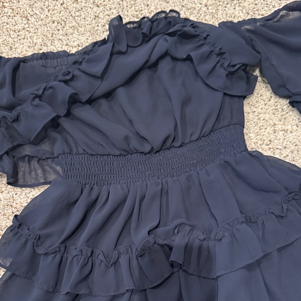 Impeccable Pig Navy Blue Ruffle Dress - Picture 3 of 4